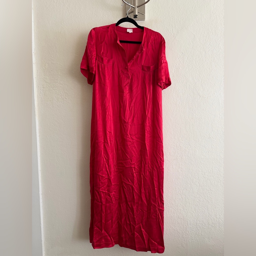 Loretta Capone luxury red silk maxi
